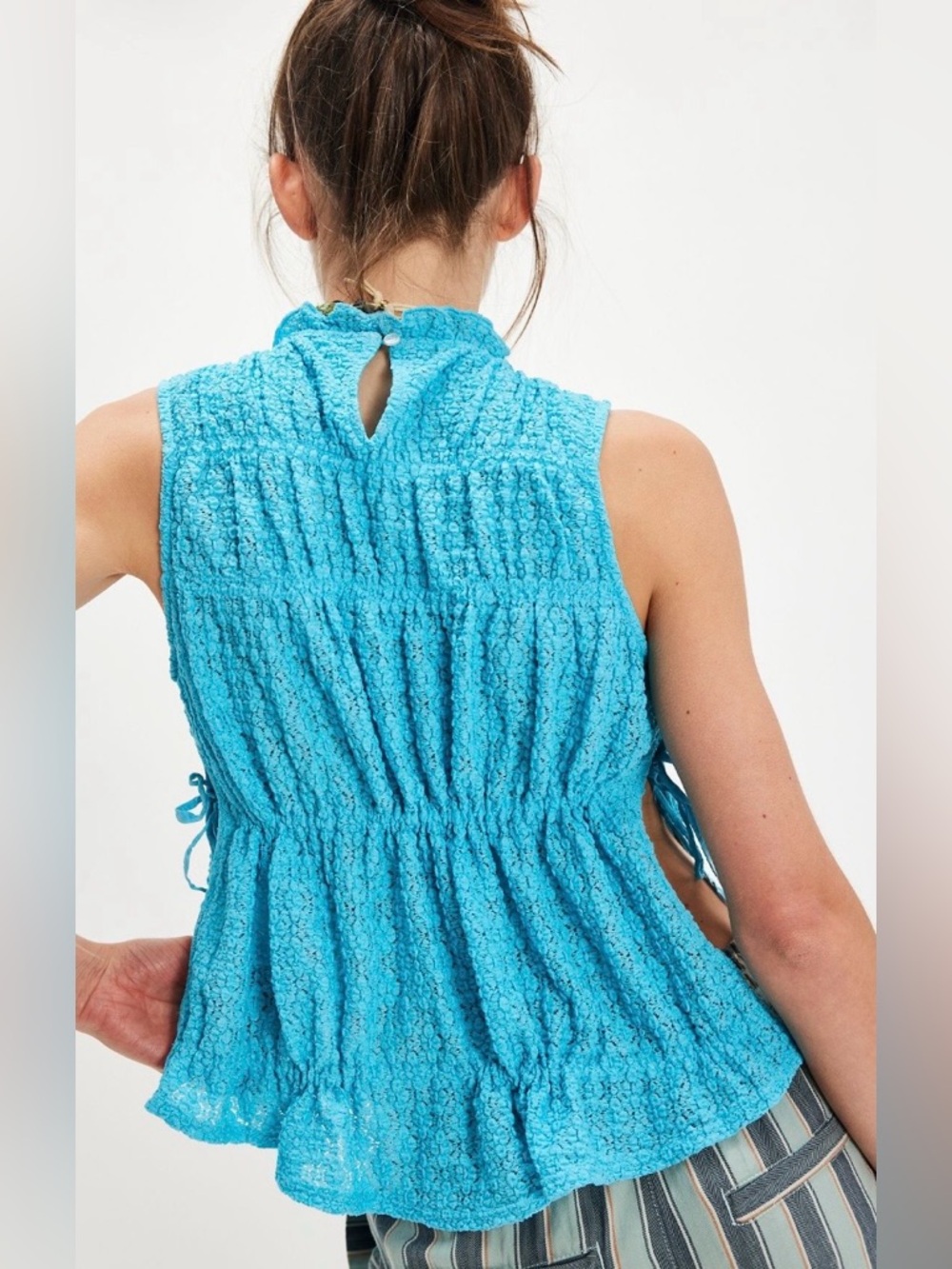 NWT FREE PEOPLE CINCH ME TOP BLUE POPSICLE - Picture 2 of 4